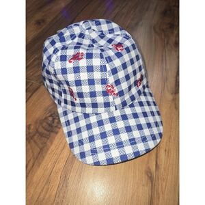 Universal Thread Lobster Embroidery Baseball Hat Blue Checker Plaid Flannel s18